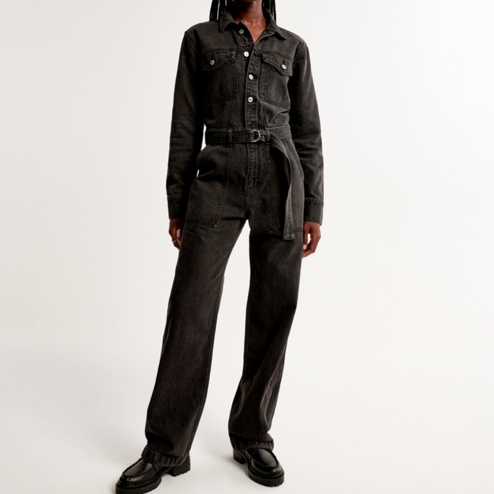 Abercrombie long-sleeve denim jumpsuit